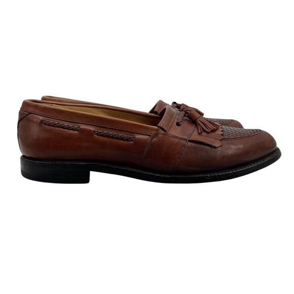 Allen Edmonds Mens 11A Narrow Shoe Brown Cody Tassel Loafers Slip On Woven Dress - Picture 1 of 13